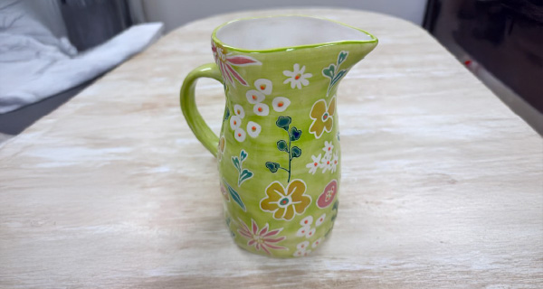 Primavera Handpainted Stoneware Pitcher by Euro Ceramica popcorn