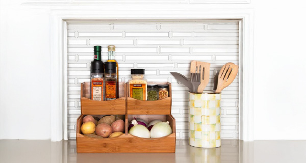 3-Piece Stackable Bamboo Bin Set by Seville Classics popcorn