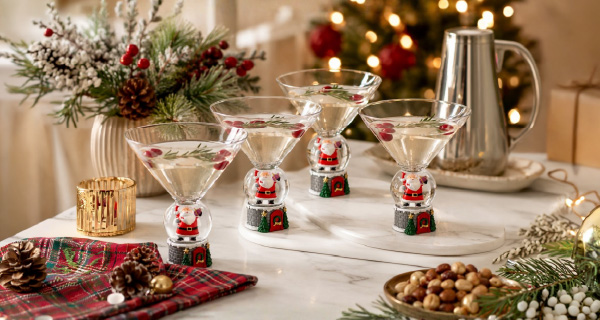 Tootles! Snow Globe Glasses from the Jeanne Fitz collection by Widgeteer popcorn